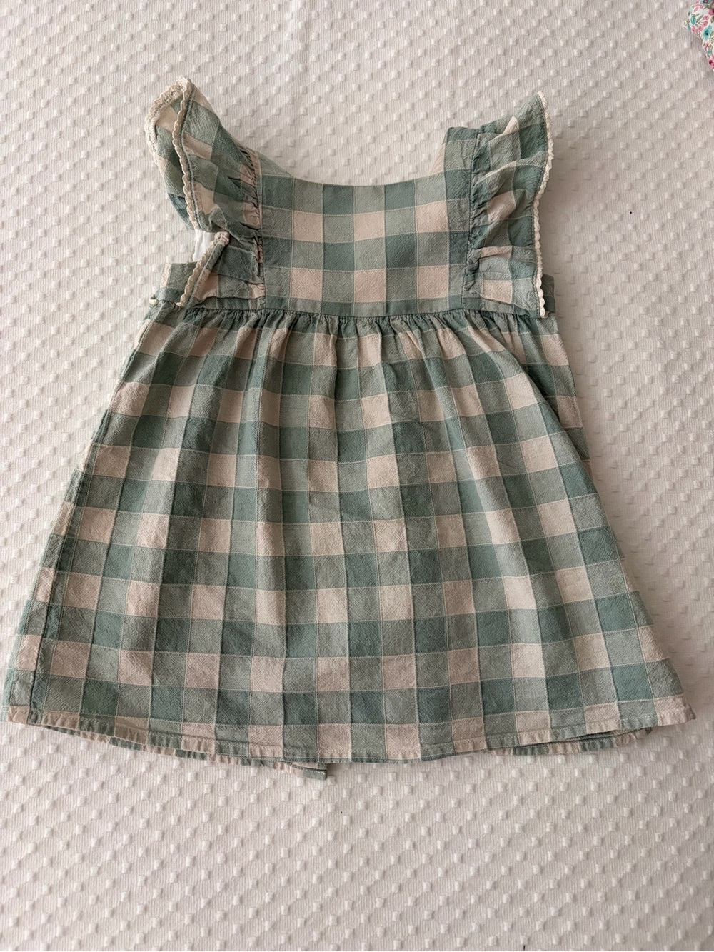 Cyrillus Mint Green and Cream Gingham Girls' Casual Dress